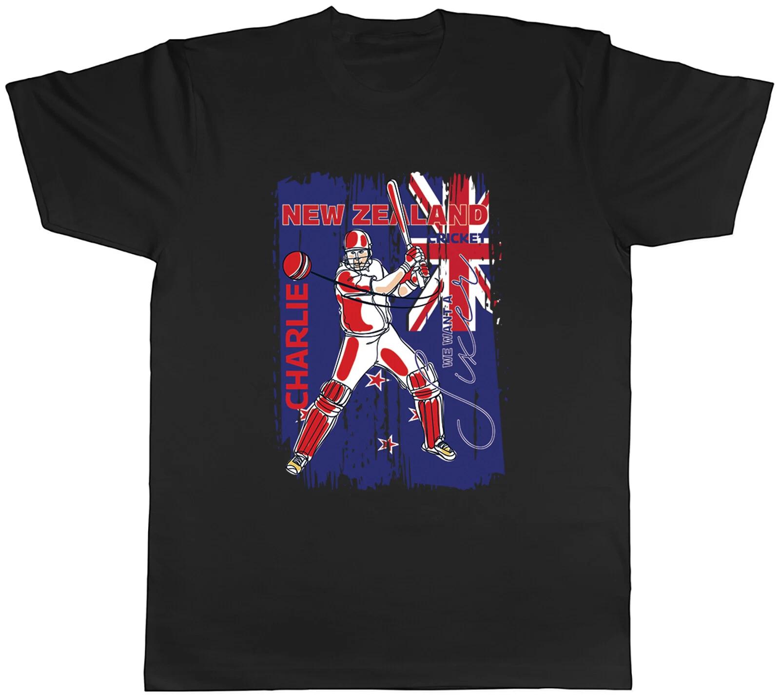 Personalised New Zealand Cricket Fan Mens T-Shirt Batsman Hitting Six Runs Tee XS