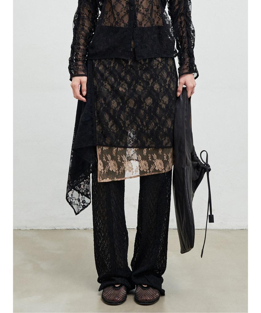 Anggae Layered Lace Skirt Black
