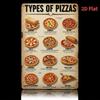 Vintage Pizza Types Metal Sign - Retro Iron Wall Art Decor 8x12 Inch, Rustic Home Bar Cafe Garden Sign with Pizza Illustrations