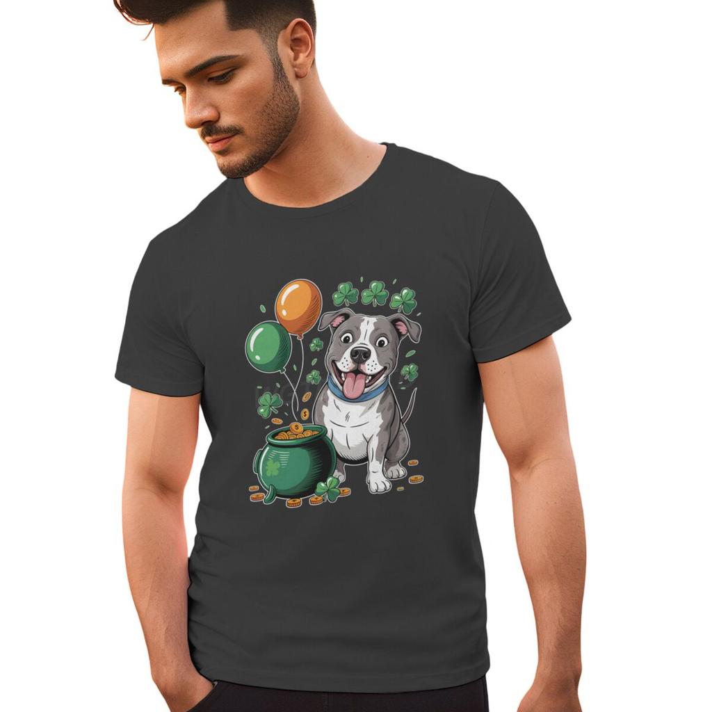 Funny St Patricks Day Dog Shirt Design Women Unisex Clothing Lucky Irish Day Shirt St Patricks Day Shamrock Leaves Casual Tops