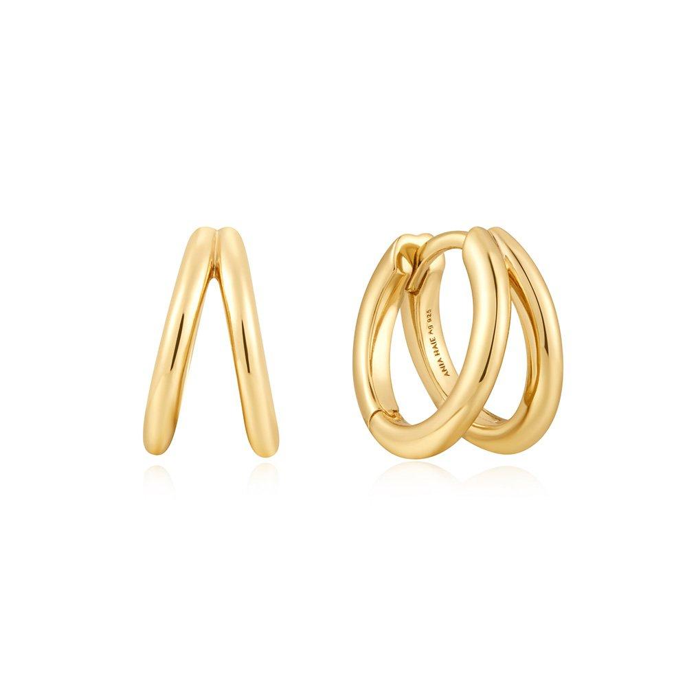 [Worn by Eunbi Kwon] Double 925 Silver Hoop Ring Earrings E059-14G