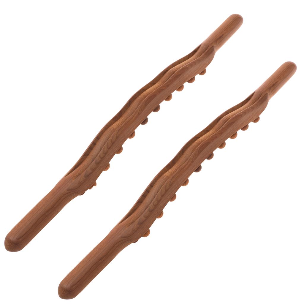 Wood Massage Roller Stick 31 Beads Handheld Lymphatic Drainage Tools Fascia Blaster Stomach Cellulite Massager for Neck Back Leg