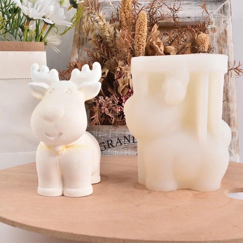 Weihnachts Silikonformen 2-teilig - Kerzenform Für Elch & Weihnachtsbaum, DIY Kerzengießform