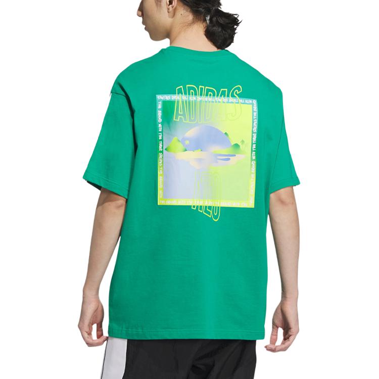 adidas Neo T Shirts Unisex Lawn Green Crew Neck Moderate Straight Fit IA6744