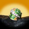 Plant and Flower Series Geometric Lines Water Drop Flowers and Leaves Enamel Womens Ring
