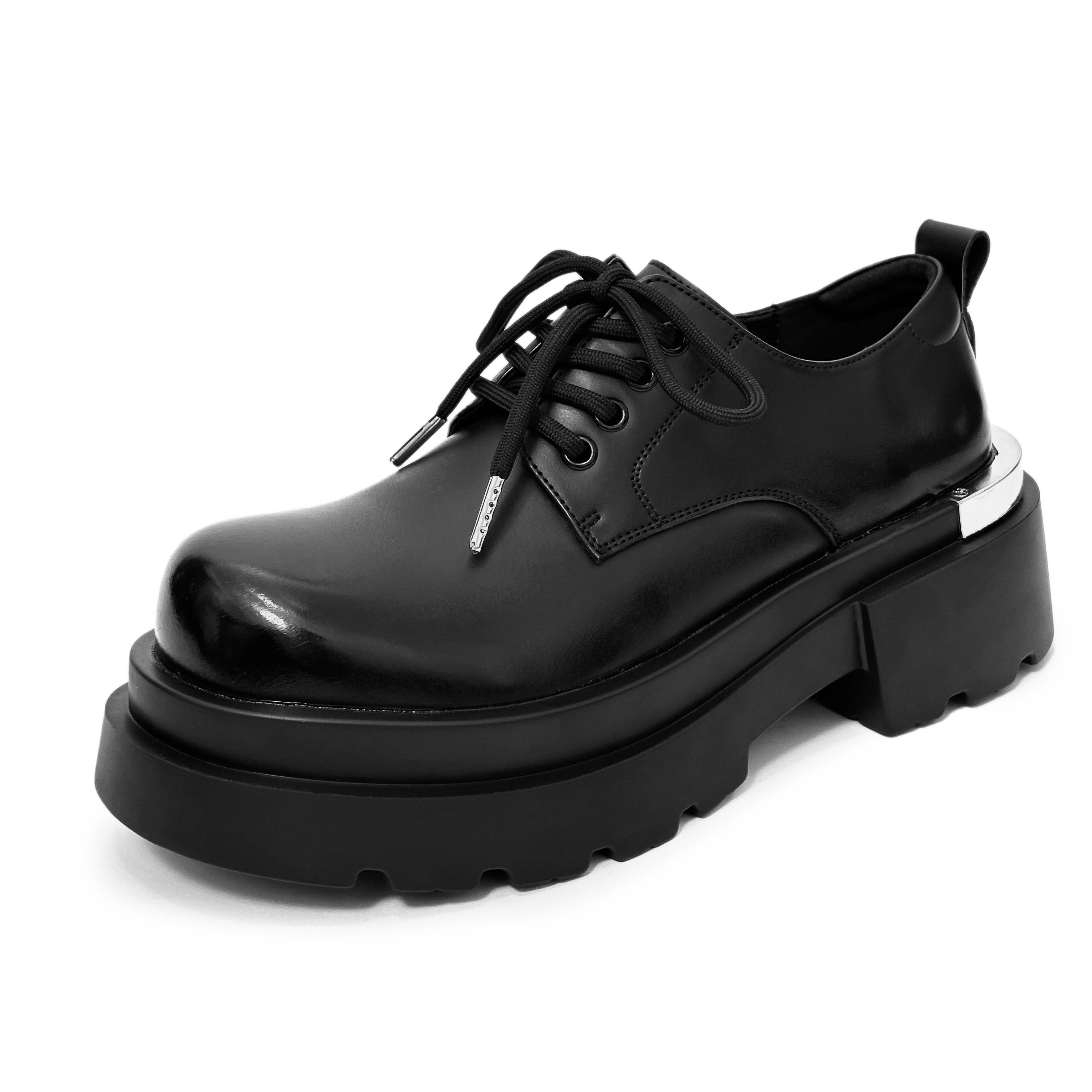 

Кожаная мужская обувь для отдыха на открытом воздухе 2024 года, мужская обувь с толстой подошвой, новые мужские стильные туфли для парикмахеров, универсальные мужские повседневные оксфорды 44 чёрный