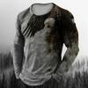 Vintage Men's Long Sleeve T-Shirt Print Tees Animal Eagle Pattern Sweatshirt T-Shirts For Men Clothing Casual Oversized Tops 5xl