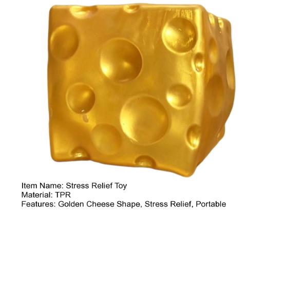 Cheese Cube Squeeze Toy Golden Stress Relief Toy, Giant Office Anxiety Gadgets Simulated Food Pinch for Reduction & Boredom Fidget Toys