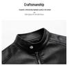 Men's Trendy Versatile PU Leather Motorcycle Jacket with Stand Collar for Autumn and Winter