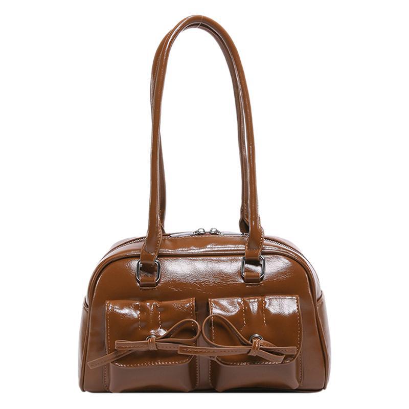 Large Capacity PU Bag Women 2025 New Ballet Style Bow Underarm Bag Versatile Shoulder Bag