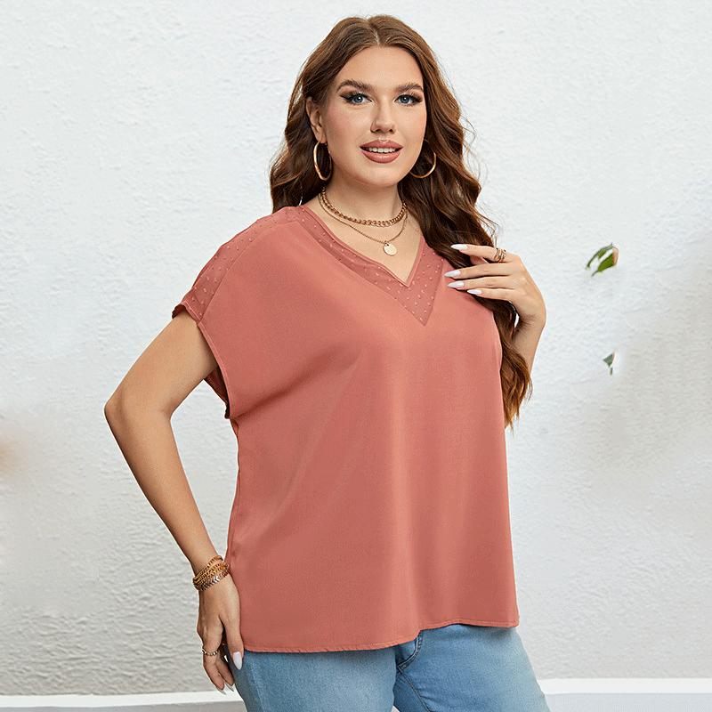 Летняя женская однотонная футболка с v-образным вырезом и короткими рукавами. Удобная — фото 3