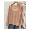 Spring Autumn Fake Two Pieces Loose Casual Fashion Sweater Women Long Sleeve Patchwork Knitting Bottomed Top