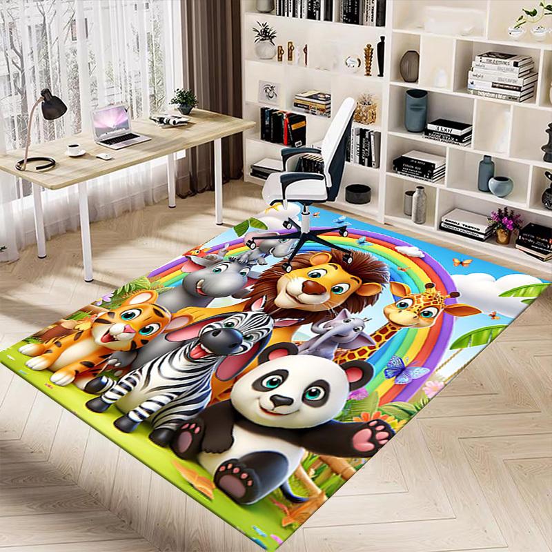 1PC Rainbow Animals Non-Slip Floor Carpet Compatible for Office&Living Room&Bedroom&Dining Room - Soft & Pattern, Vibrant Colors-H0321