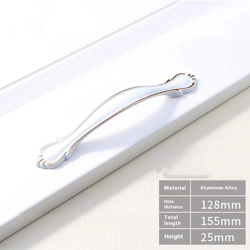 Modern Nordic Cabinet Handles White Amber Aluminum Alloy Black Drawer Pulls For Furniture Door Knocker
