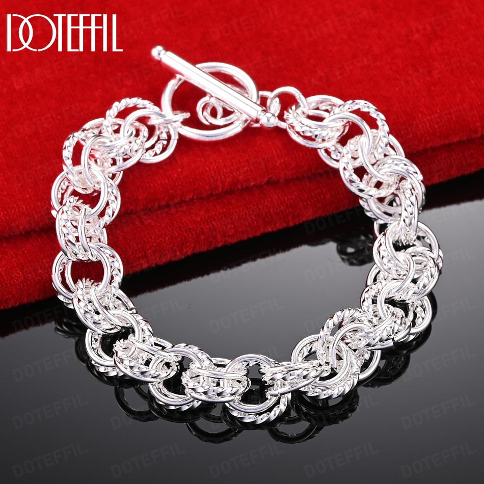 925 Sterling Silver Fashion Bracelet Men Women Gift Wedding Jewelry