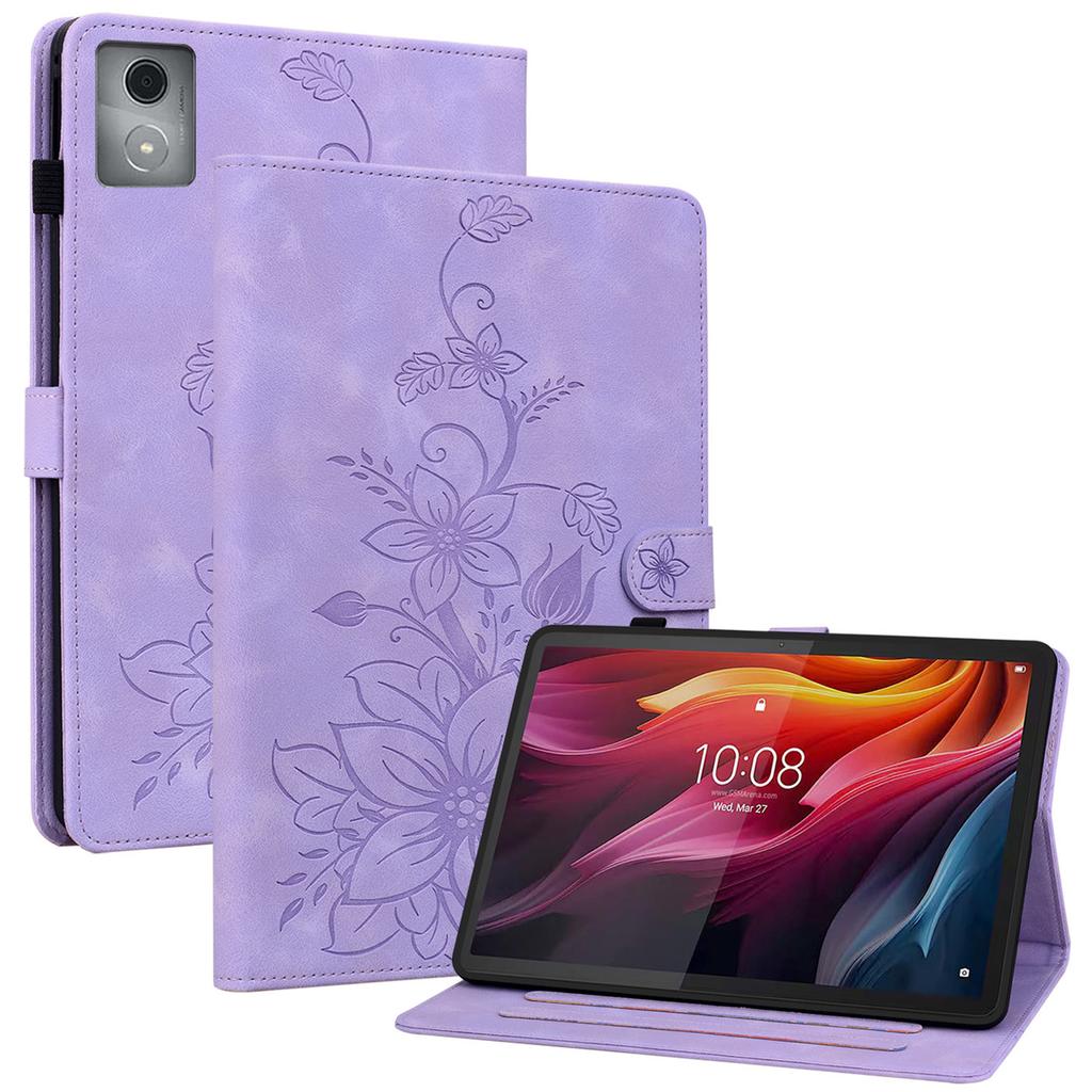 Pro Lenovo Tab K11 Plus Pouzdro Vzorek Lotosového Květu Slot pro Karty Kožený Kryt na Tablet