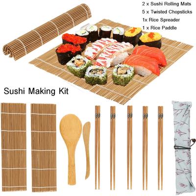 9 pièces/ensemble tapis roulants épandeur de riz baguettes à palettes Kit de fabrication de Sushi en bambou