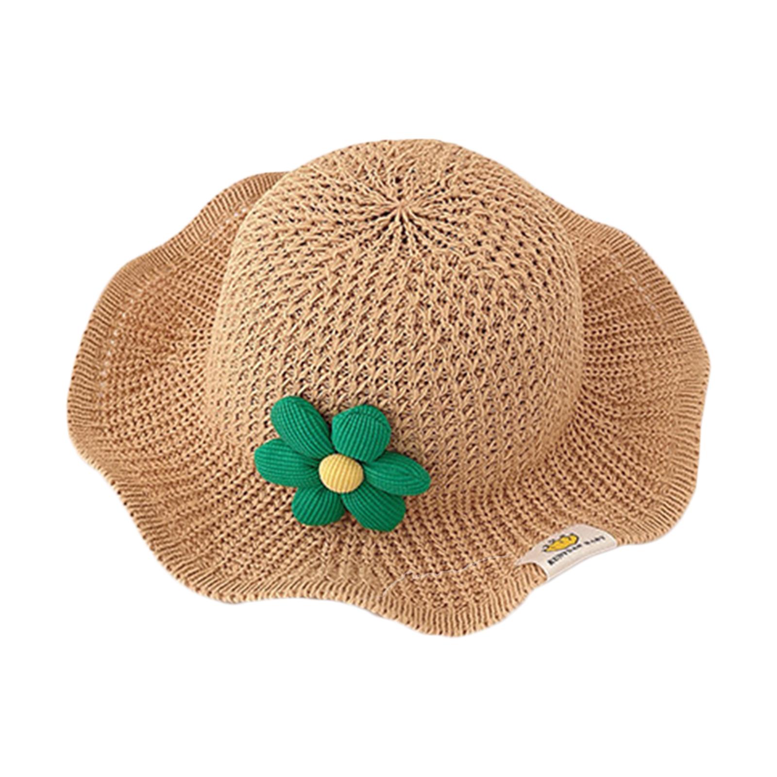 

Toddler Straw Hat for 1-3 Years Old Baby Boys Girls Sun Protective Hats Cute Flower Decorations Beach Hat Accessory светло-коричневого
