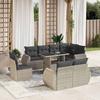 VidaXL Garden Lounge Set 9 Pcs with Light Grey Cushions Wicker 3268672