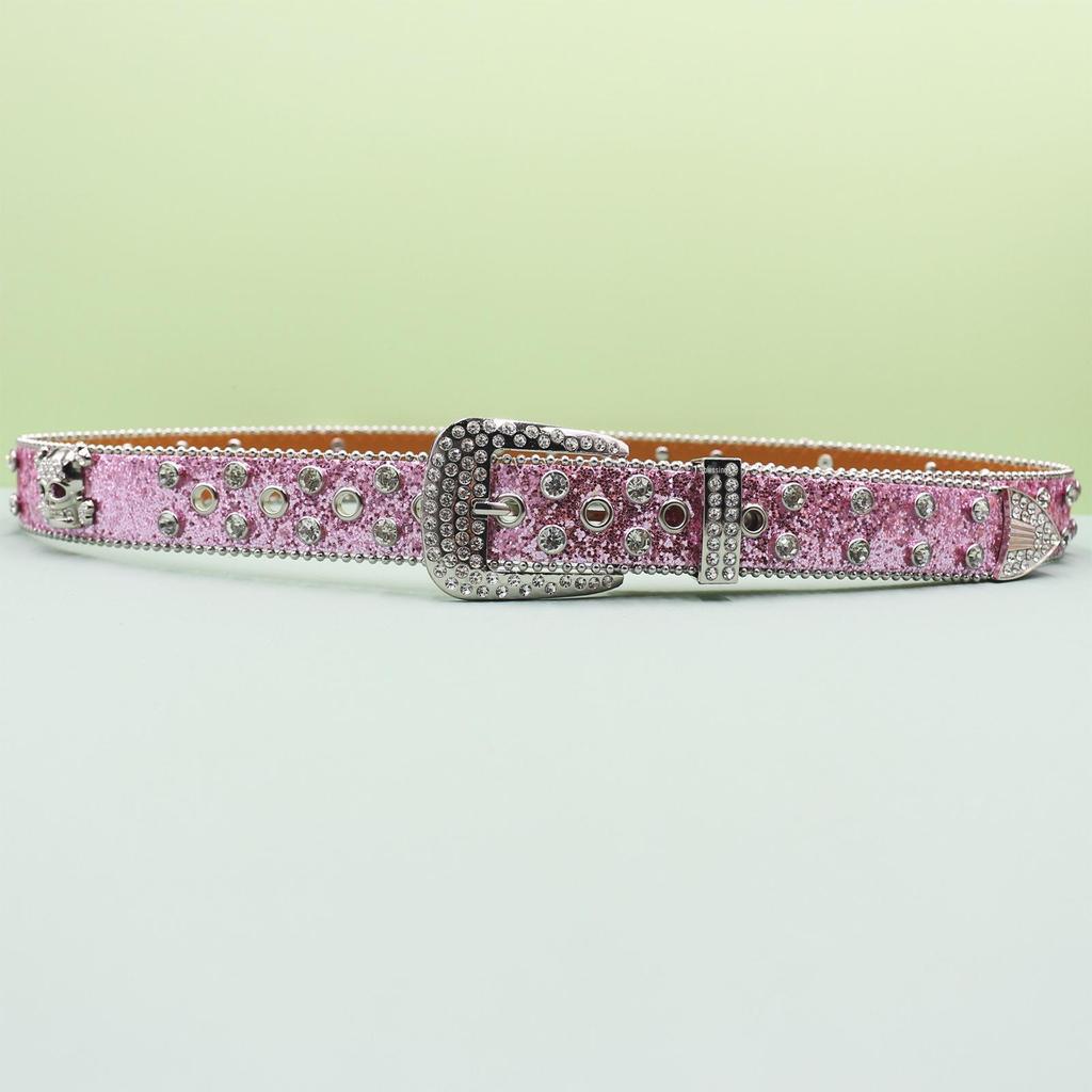 European Style Punk Skull Belt with Rhinestones - Unisex Rock Fashion Accessory