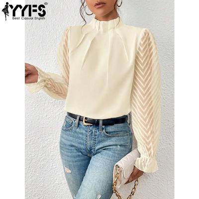 Women's Fashion Casual Spring Autumn Solid Color Print Long Sleeve Half Turtleneck Blouses & Shirts