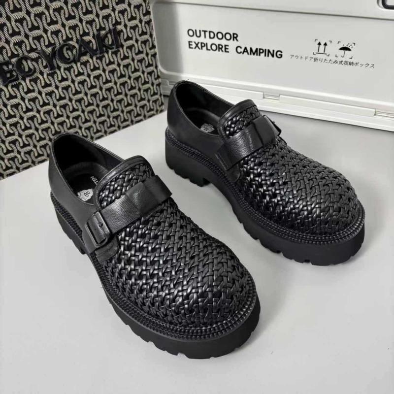 

Big head Derby shoes men s advanced sense commuting thick sole hand-woven one pedal hollow breathable casual heightening tide shoes 38