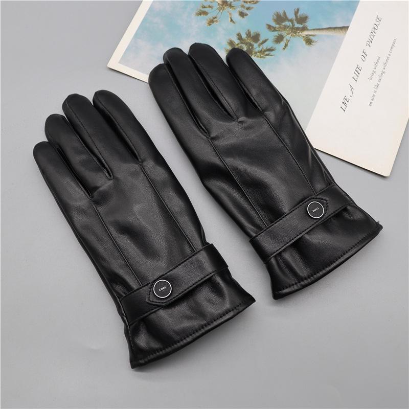 Soft Leather Gloves Mens Touch Screen Bicycle Fleece Motorcycle Wind Shield Thin Womens Winter Warm Leather Gloves