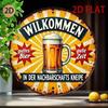 Retro Metal Beer Sign Round Wall Decor Bar Garage Tin Poster