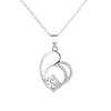 Sterling Heart Pendant Necklace With Sparkling Zircon Stones Elegant Chic Jewelry Women