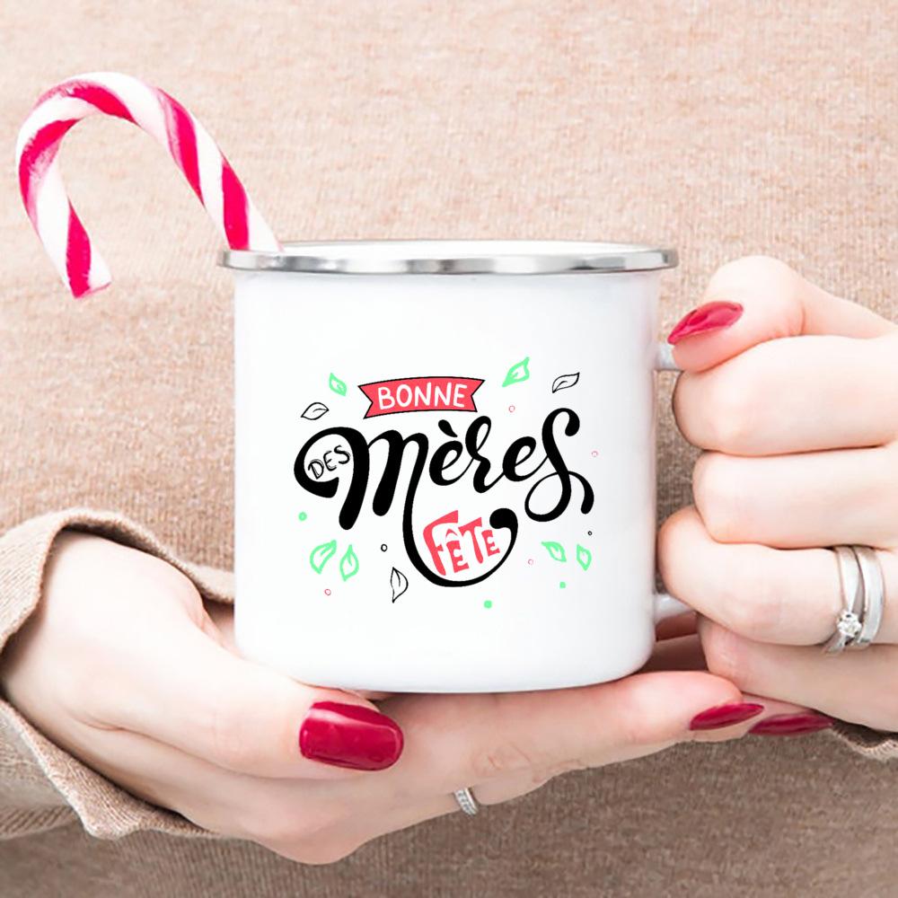 Creative Coffee Cups I Love You Mama Print Enamel Mug Camping Mugs Retro Handle Drinkware The Best Mother's Day Gifts for Women