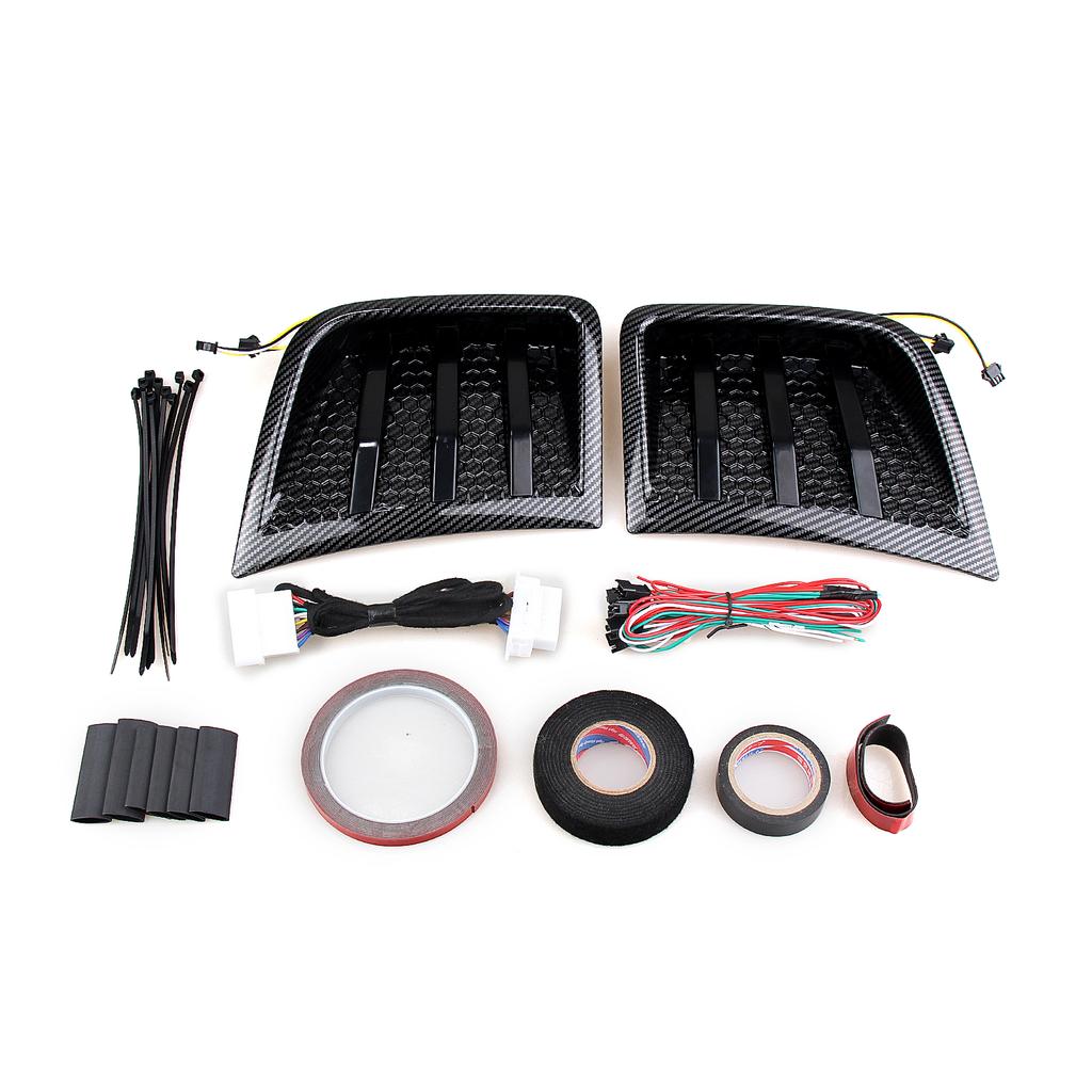 For Subaru STI WRX GRB Wagon 10th Impreza 2008-2014 Front Bumper Side Fender Air Vent Intake Frame Cover With LED Light Lamp