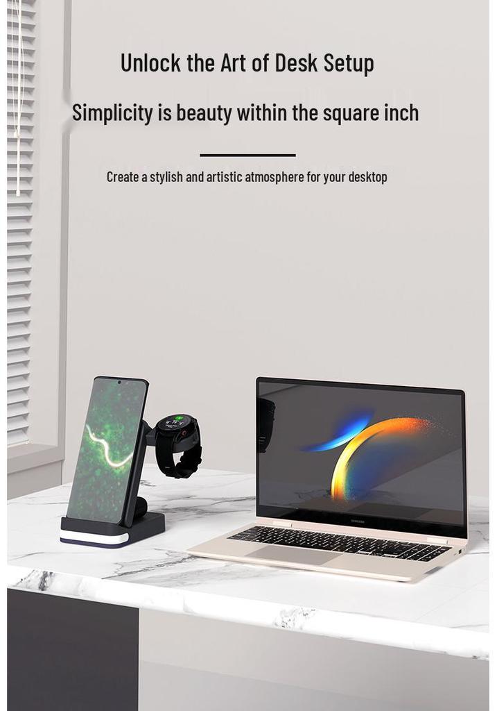 New Foldable Wireless Charger: Compatible with Huawei, Apple, Samsung Phones, Watches & Earphones, Hot-Selling 3-in-1 Device