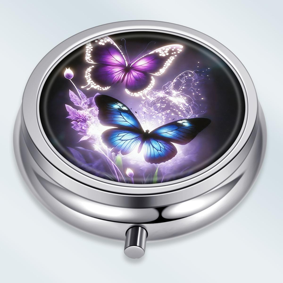 

Portable Pill Box with 3 Compartments, Mini Metal Medicine Organizer Case, Cute Printed Pill Container for Vitamins, Pills, Jewelry, Travel, Daily Use разноцветный