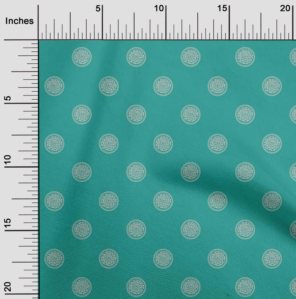 oneOone Cotton Poplin Dusty Teal Green Fabric Asian Circle Block Diy Clothing Quilting Fabric Print Fabric By Yard 42 Inch
