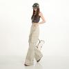 Women's Trendy Cotton Micro-Flare Casual Jeans with Patch Pockets and Deconstructed Design