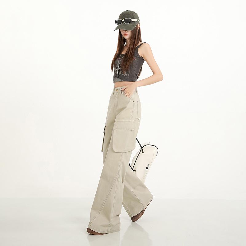 Women's Trendy Cotton Micro-Flare Casual Jeans with Patch Pockets and Deconstructed Design