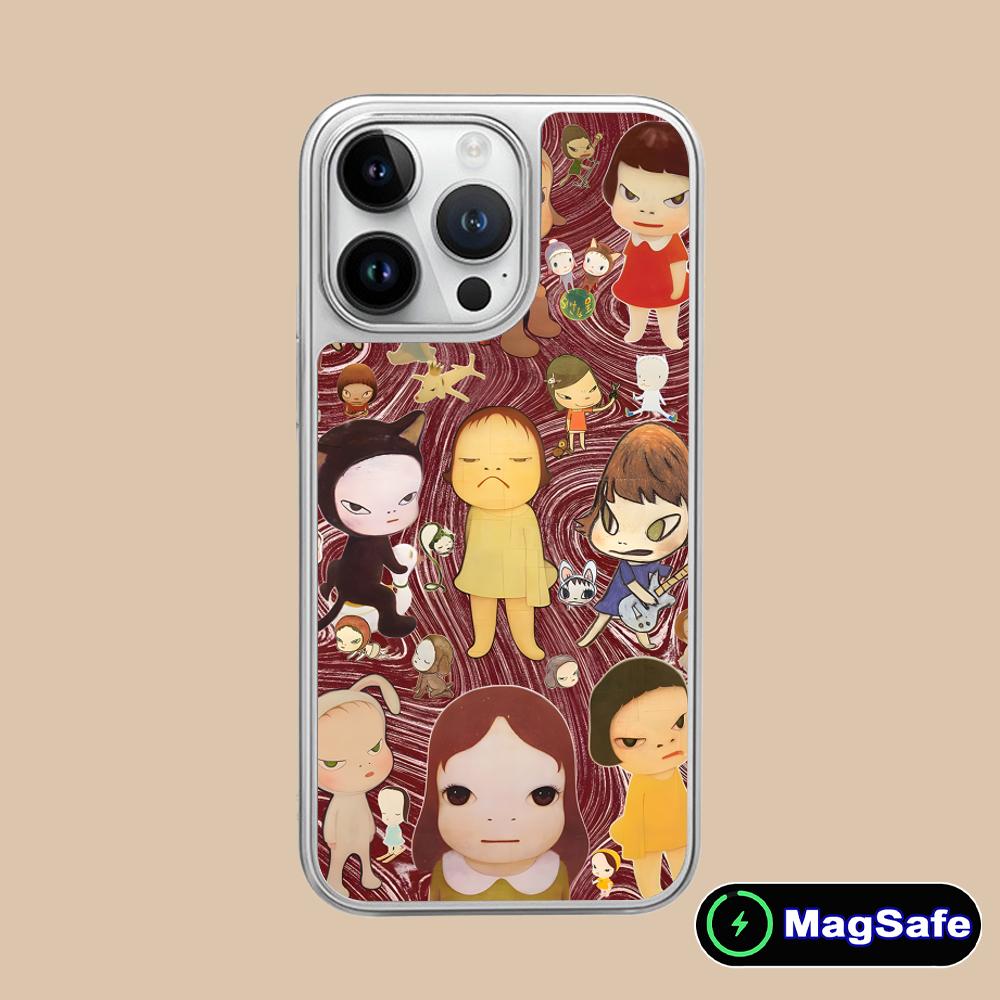 

Anime Yoshitomo Nara Phone Case for iPhone 17 16 15 14 13 12 11 Air Pro Max Plus Magsafe Silver Plating Colorful Cover Luxury iPhone 11