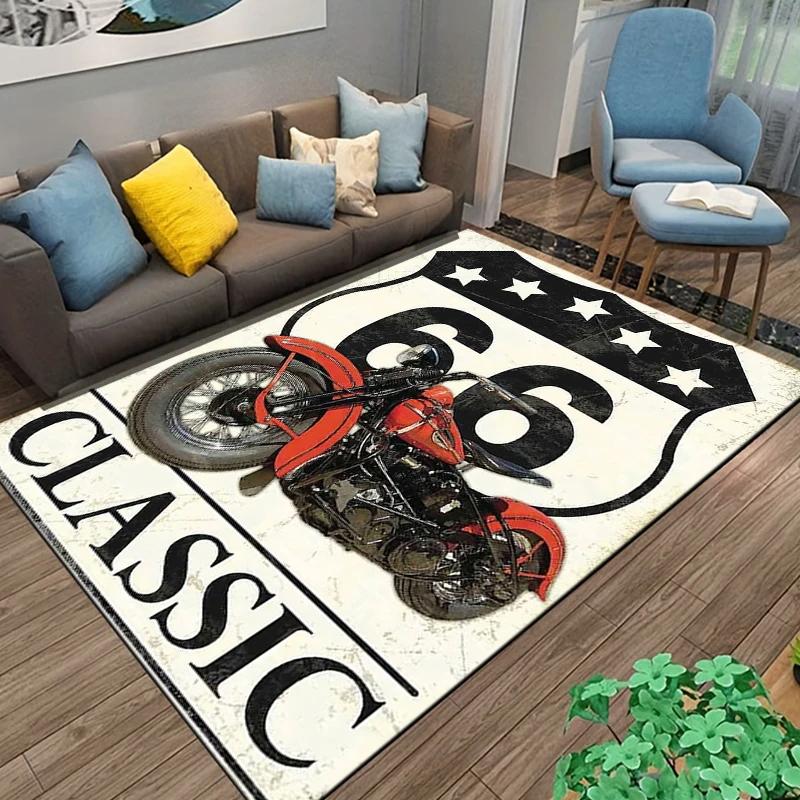 Historic Route 66 Carpet Mother Road Area Rug for Home Bathroom Living Room Table Bedroom Sofa Doormat Decor, Non-slip Floor Mat