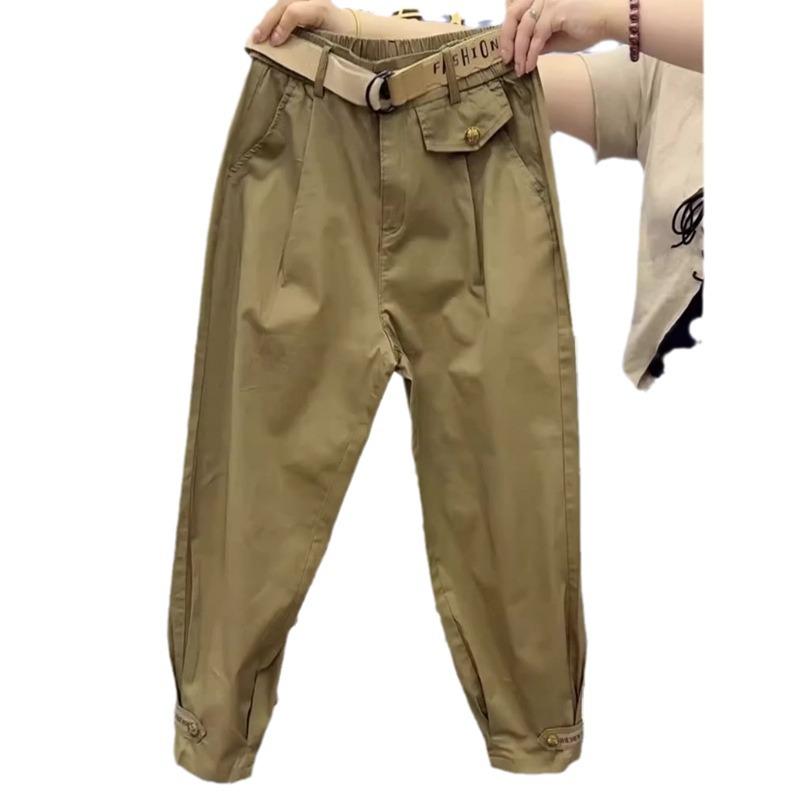Women's Summer 2024 High-Waist Harem Pants - Casual, Lightweight, Large Size, Cuffed Overalls