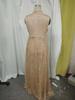 2025 European & American Women's V-Neck Gold Stamped Maxi Dress with Slit