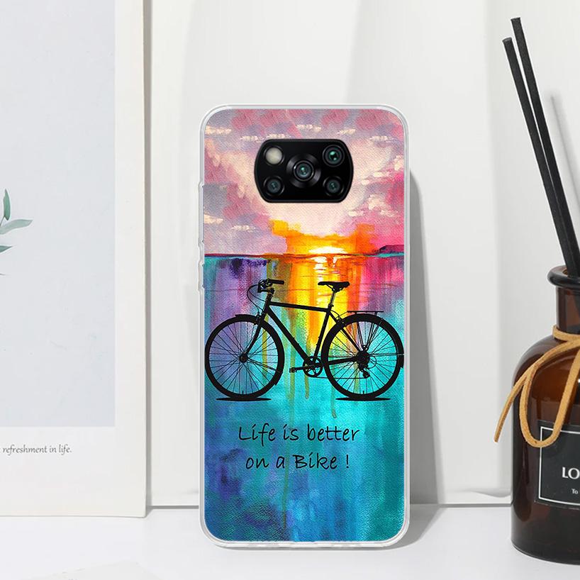 Bicycle Bike Sport Phone Case For Xiaomi Poco X7 X6 X5 M7 M8 Pro F7 Ultra Redmi 15C 15 13C 13 12C 12 10 10C 10A Art Fundas Poco