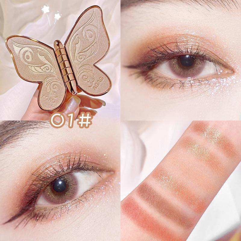 Schmetterlings-Lidschatten, 6 Farben, Lucky Koi Pearl Glitter, Glitzer, matte Erdfarbe, 6 Farben Make-up-Lidschatten-Palette