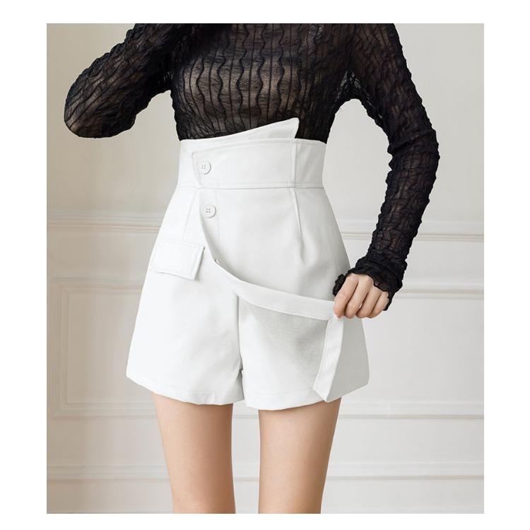 Modischer kurzer Rock aus PU-Leder mit hoher Taille und unregelmäßigem Saum für Damen