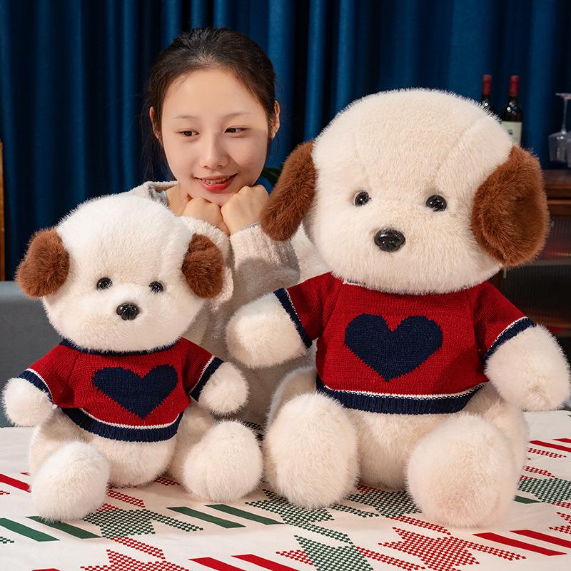 Movable Joint Dog Plush Doll Cute Wear Sweater Dog Rag Doll For Children Children'S Day Gift Throw Pillow
