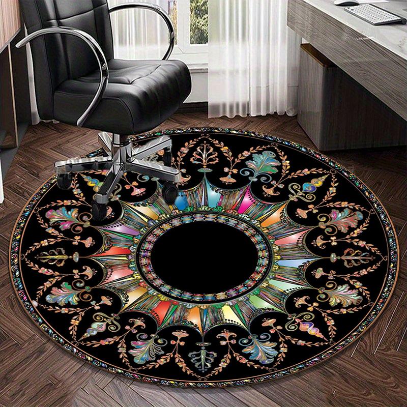 Celtic Moon Pentagram Art Round Carpet Chair Cushion Round Entryway Rug, Soft Round Rugs for Living Room, Bedroom, Circle Carpet Decor Gifts