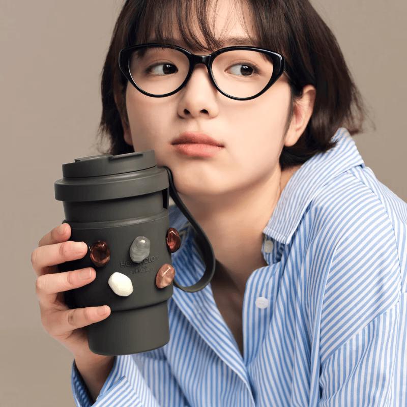 HOLOHOLO 316L Stainless Steel Insulated Coffee Mug with Straw