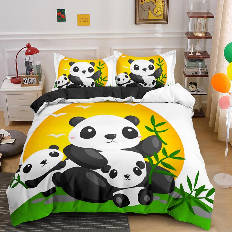 Cartoon Panda 3D Bedding Set Printed Cute Animal Duvet Cover Sets Single Full Queen King Size Bed Clothes For Adult Kids Gifts