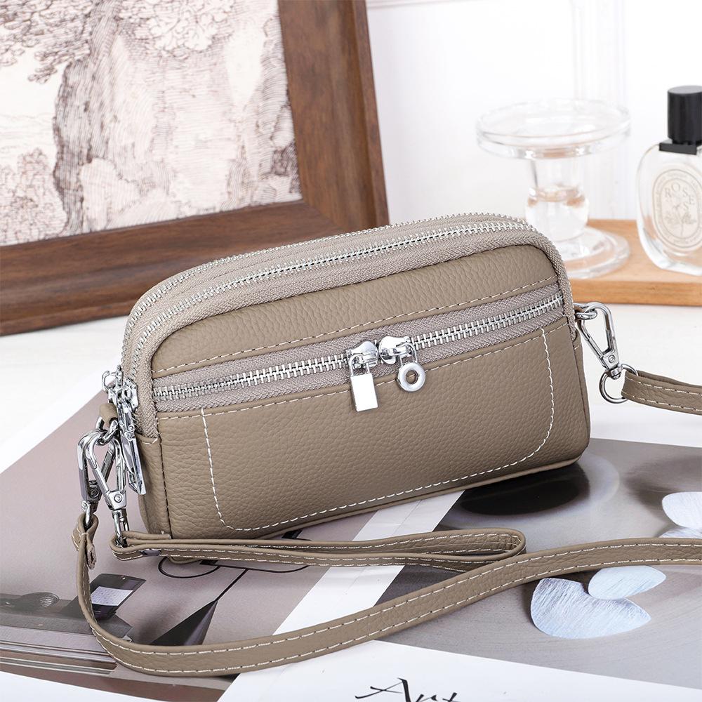 Exquisite Lock Design Women's Crossbody Bag - Premium Cowhide, Double Compartment Clutch