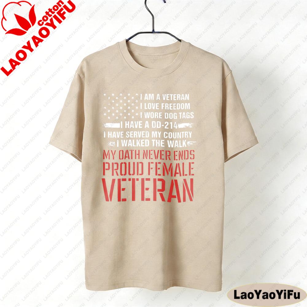 Proud FeUnisex Veteran Shirt Veteran Day Tshirt 4th of July Gift Veteran Women Tee Oversized Tees Oneck Pattern Clothes Tops