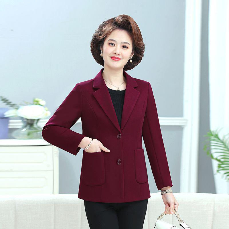 

Женский осенний клетчатый пиджак - Универсальная мода для среднего и пожилого возраста XL (85-105 jin) малиновый